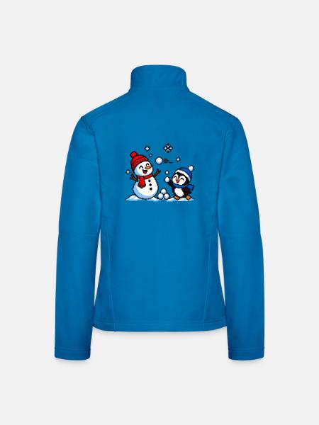 Winter Schneeballschlacht – Pixel Art - Frauen Softshelljacke - Lichtblau - Hinten