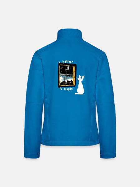 I Believe In Magic Weiße Katze Hexe Fenster Design - Frauen Softshelljacke - Lichtblau - Hinten