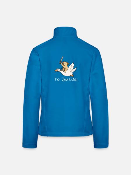 Hund mit Schwert auf Gans – To Battle! - Frauen Softshelljacke - Lichtblau - Hinten