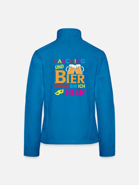 Fasching und Bier darum bin ich hier - Frauen Softshelljacke - Lichtblau - Hinten