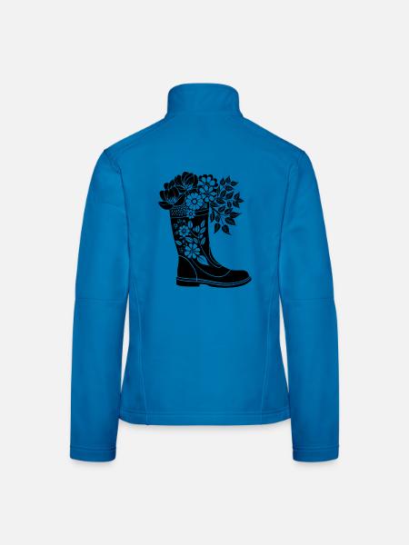 Regenstiefel mit Blumen - Frauen Softshelljacke - Lichtblau - Hinten