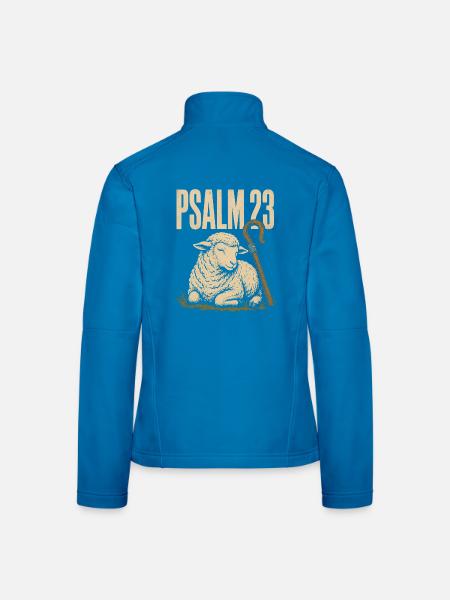 Psalm 23 Der Herr ist mein Hirte Lamm und Stab - Frauen Softshelljacke - Lichtblau - Hinten