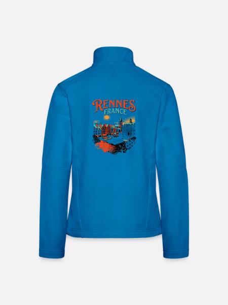 Vintage Style Rennes France City Skyline - Frauen Softshelljacke - Lichtblau - Hinten