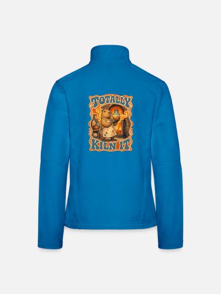 Totally Kiln It Capybara Keramik Groovy Retro - Frauen Softshelljacke - Lichtblau - Hinten