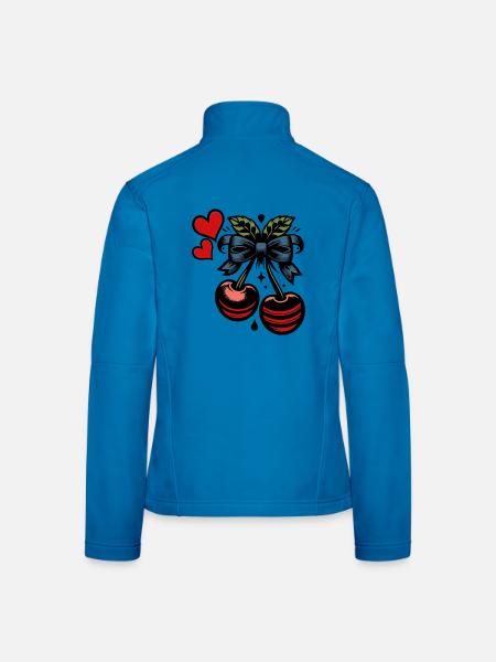 Kirsch-Duo mit Schleife Retro-Pop-Art - Frauen Softshelljacke - Lichtblau - Hinten