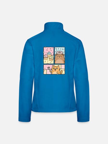 Cute Sweet Animals and Desserts Design - Frauen Softshelljacke - Lichtblau - Hinten
