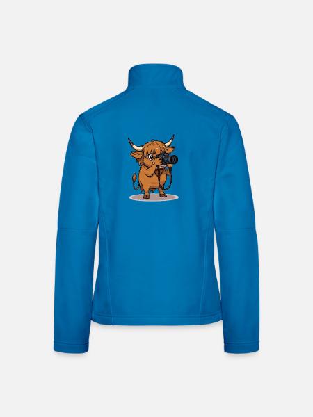 Highland Cow Photographer Cartoon - Frauen Softshelljacke - Lichtblau - Hinten