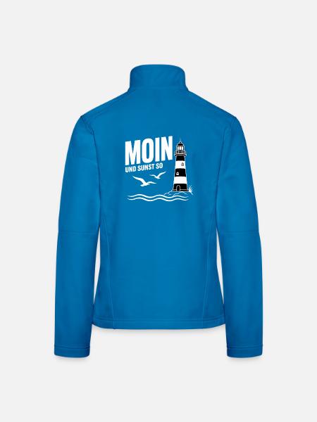 Moin und sunst so Leuchtturm Küste Nordsee Shirt - Frauen Softshelljacke - Lichtblau - Hinten
