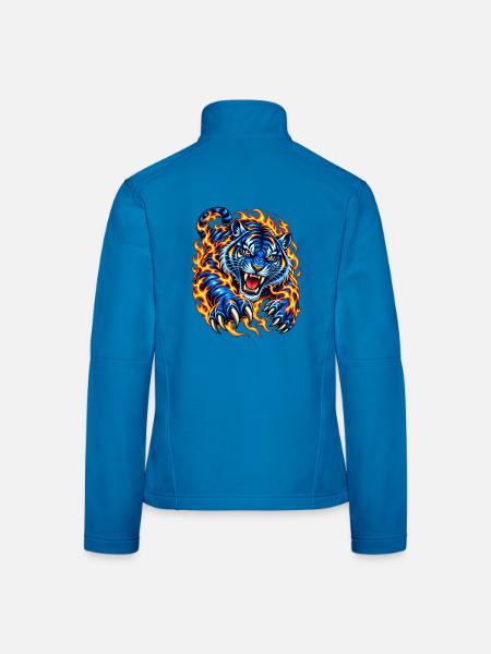 Blauer Tiger in Flammen - Frauen Softshelljacke - Lichtblau - Hinten