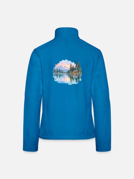 Winterhütte am See - Frauen Softshelljacke - Lichtblau - Hinten