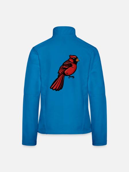 Crimson Cardinal auf Schwarz - Frauen Softshelljacke - Lichtblau - Hinten