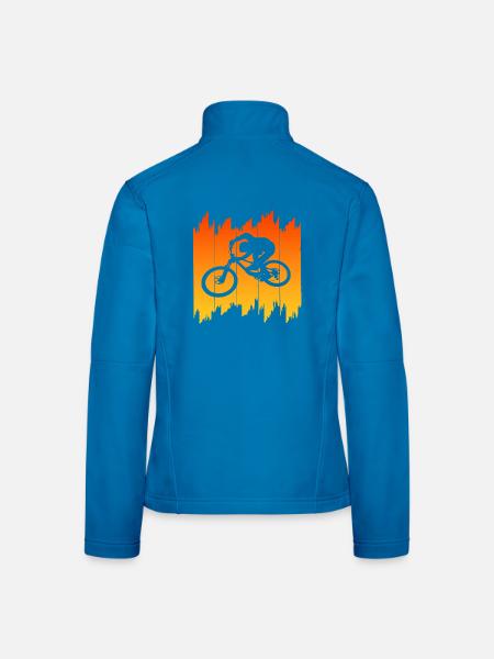 Radfahrer Silhouette Sonnenaufgang Biker - Frauen Softshelljacke - Lichtblau - Hinten