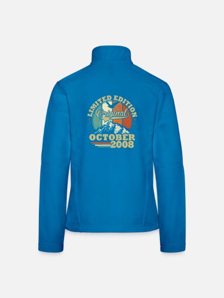 Original Oktober 2008 18. Geburtstag Vintage - Frauen Softshelljacke - Lichtblau - Hinten