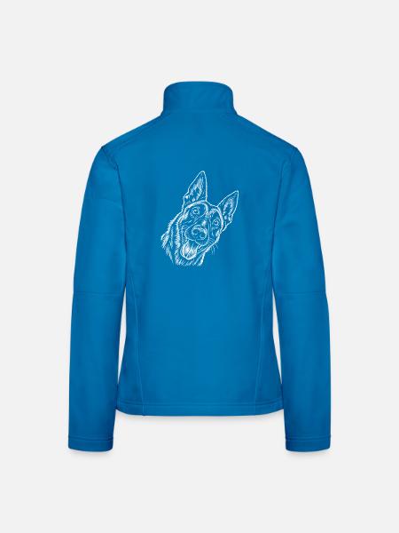 Linienkunst Hundekopf Malinois - Frauen Softshelljacke - Lichtblau - Hinten
