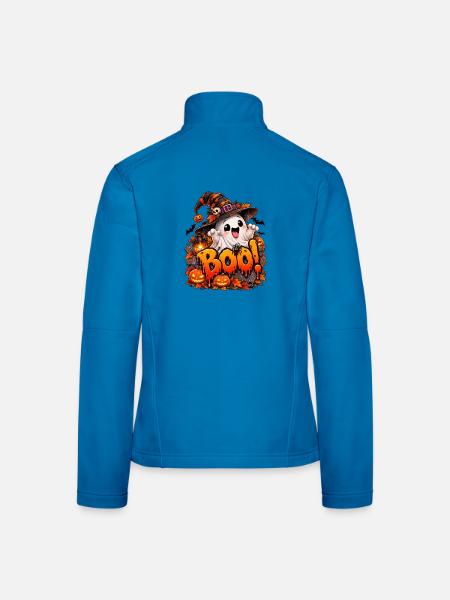 Boo Halloween Geist mit Kürbissen - Frauen Softshelljacke - Lichtblau - Hinten