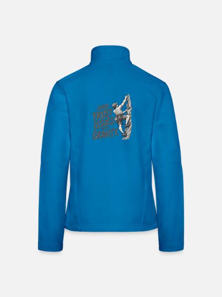 Lustiger Kletter-Schwerkraft-Humor - Frauen Softshelljacke - Lichtblau - Hinten