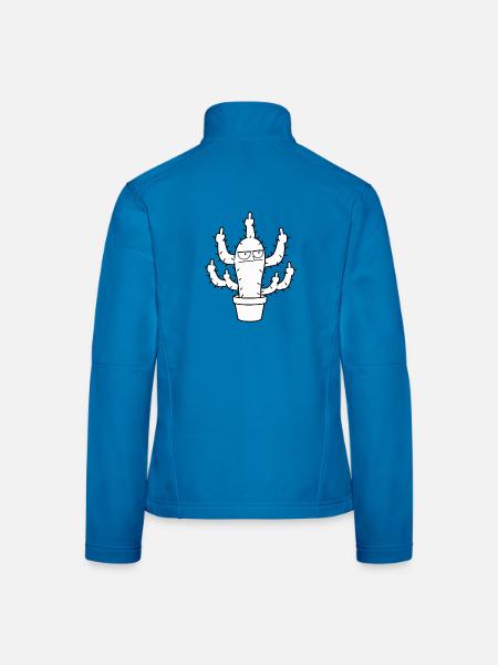 Grimmiger Kaktus Mittelfinger Cartoon - Frauen Softshelljacke - Lichtblau - Hinten