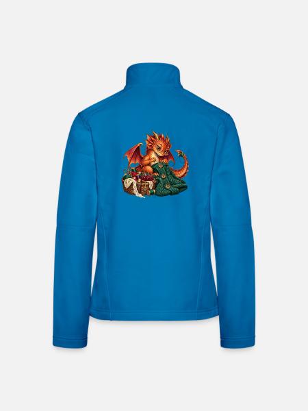 Strickender Drache mit Wolle - Frauen Softshelljacke - Lichtblau - Hinten