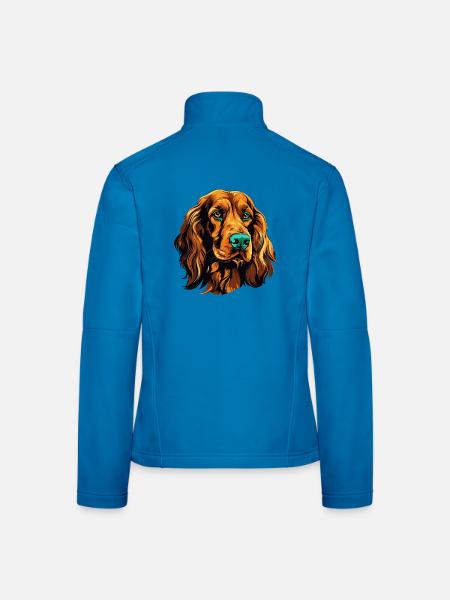 Farbiges Hundeporträt Spaniel - Frauen Softshelljacke - Lichtblau - Hinten