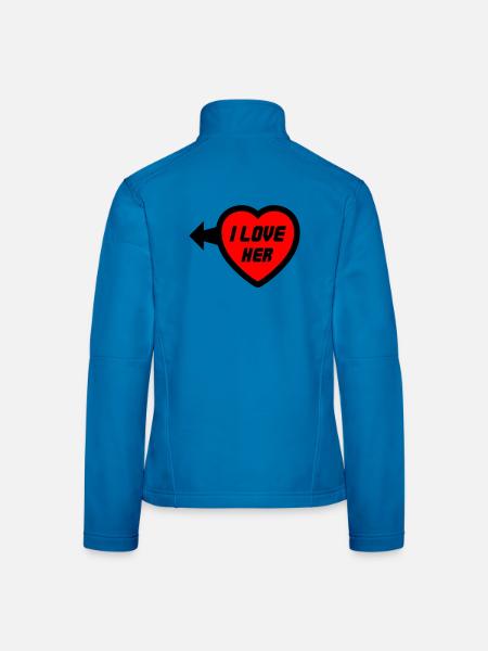 Herz I LOVE HER Typo - Frauen Softshelljacke - Lichtblau - Hinten