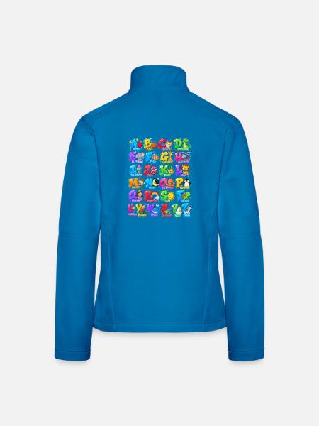 Buntes Tieralphabet für Kinder - Frauen Softshelljacke - Lichtblau - Hinten