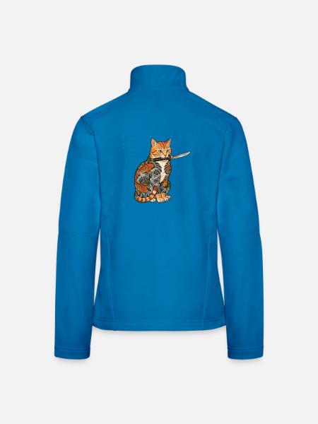 Tattoo Katze mit Messer - Frauen Softshelljacke - Lichtblau - Hinten