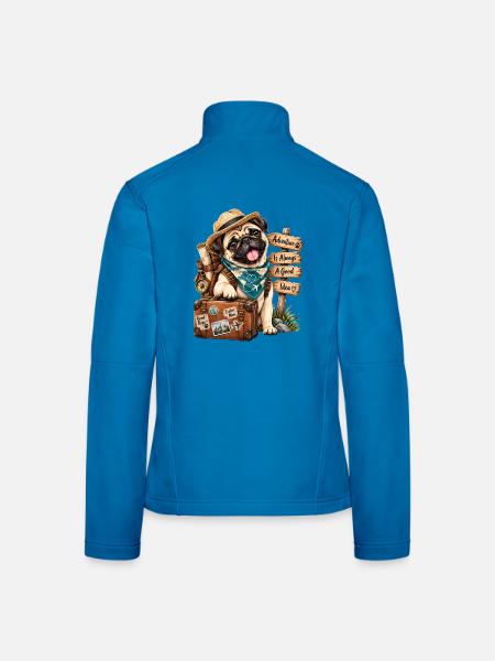 Mops Hund süßer Mops niedlicher Mops - Frauen Softshelljacke - Lichtblau - Hinten
