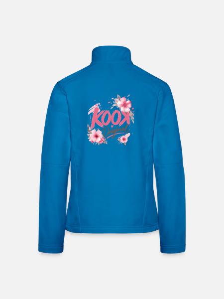 Kook Original Floral Rosa Blumen Aquarell - Frauen Softshelljacke - Lichtblau