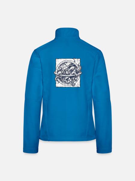 Nautischer Kraken Globus - Frauen Softshelljacke - Lichtblau - Hinten
