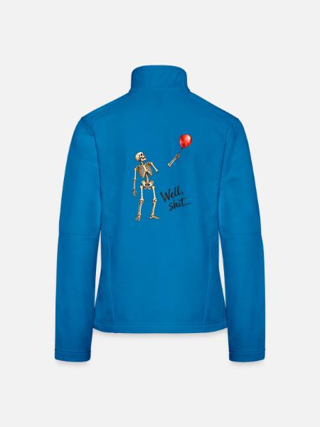 Tja, verdammt, lustiger Skelett, roter Ballon, dunkler Humor - Frauen Softshelljacke - Lichtblau - Hinten