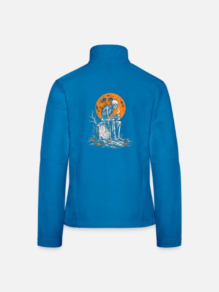 Skelett mit Kaffeetasse auf dem Grabstein - Frauen Softshelljacke - Lichtblau - Hinten