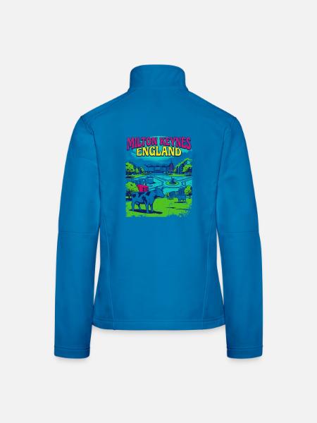 Retro Milton Keynes England Skyline Landmark Art - Frauen Softshelljacke - Lichtblau - Hinten