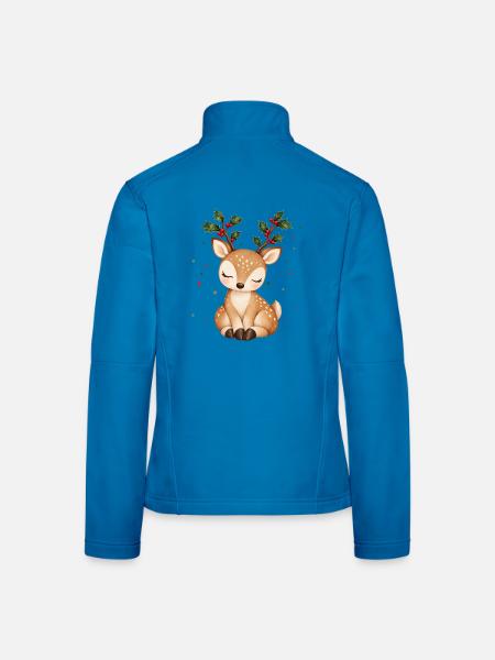 Niedliches Rentier mit Stechpalme  - Frauen Softshelljacke - Lichtblau - Hinten