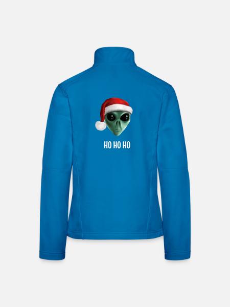 Ho Ho Ho Alien - Alien mit Weihnachtsmütze - Frauen Softshelljacke - Lichtblau - Hinten
