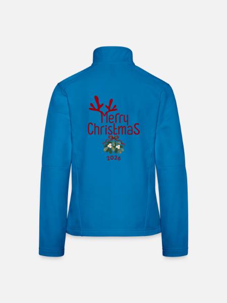 Merry Christmas 2026 mit Geweih und Mistelzweig - Frauen Softshelljacke - Lichtblau - Hinten