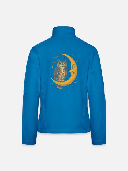 Die Eule auf der Mondsichel - Frauen Softshelljacke - Lichtblau - Hinten