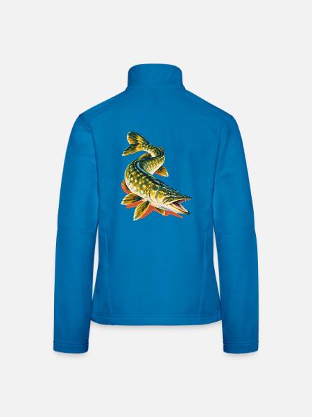Hecht Angeln Raubfisch Hechtangler Geschenk - Frauen Softshelljacke - Lichtblau - Hinten