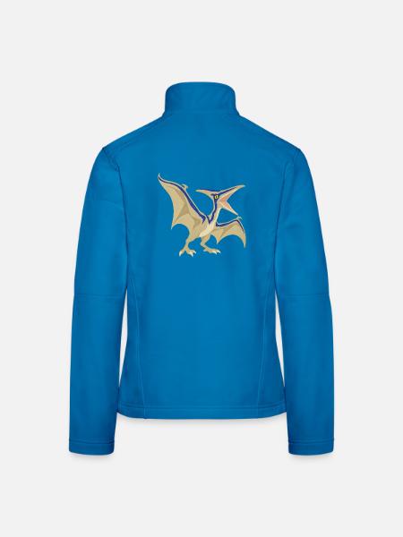 Blau gestreifter Flugsaurier im Vintage-Stil - Frauen Softshelljacke - Lichtblau - Hinten