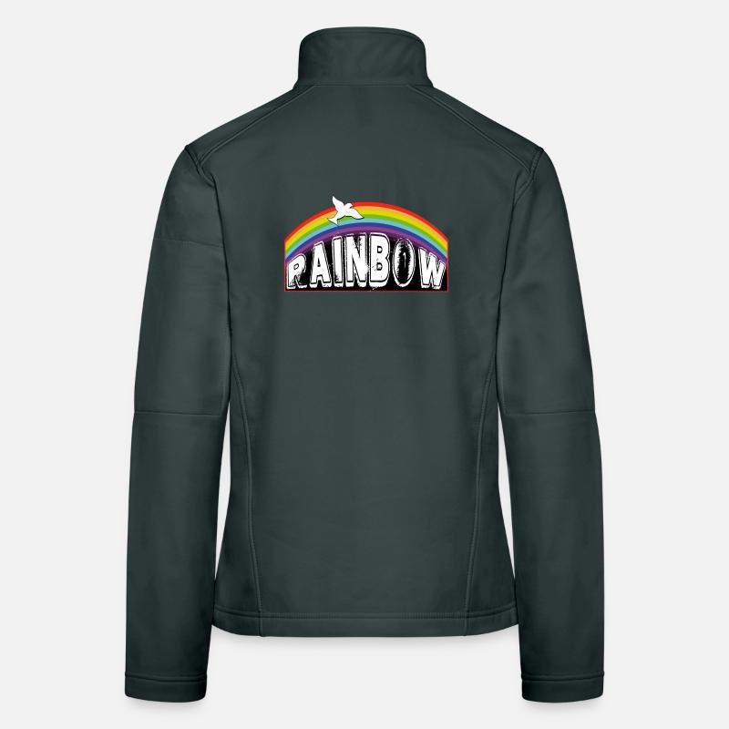 Lettrage RAINBOW avec pigeon Veste en tissu softshell Femme