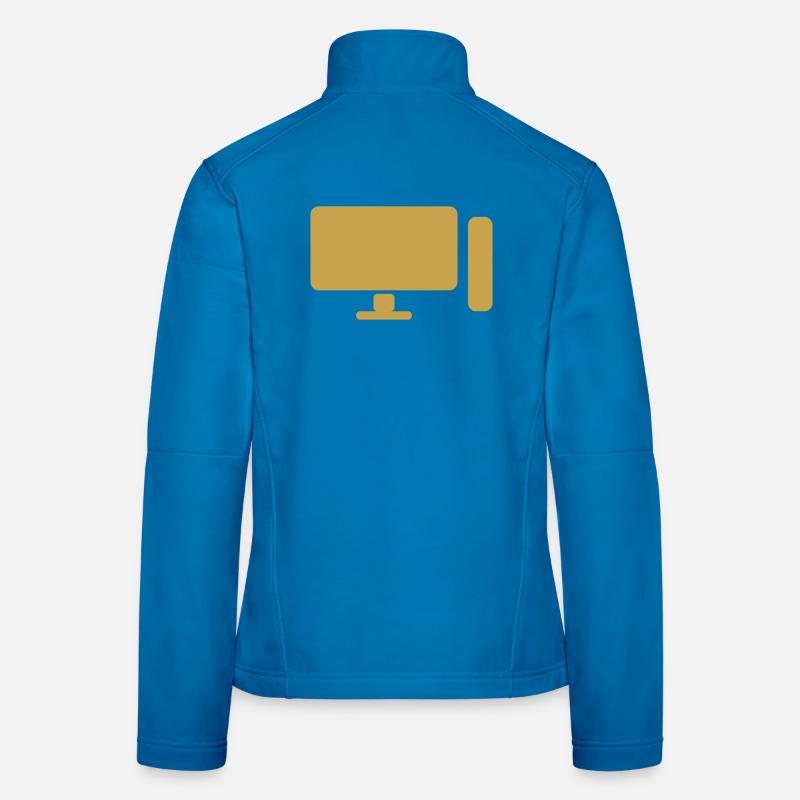 Minimal PC Setup Icon – Gamer Design Women's Softshell Jacket