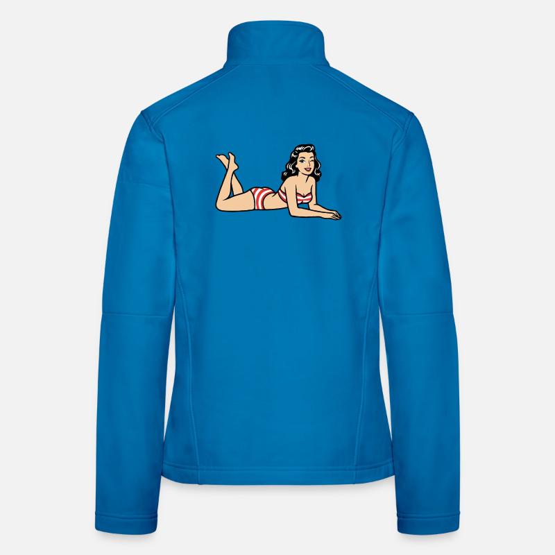 Retro Pinup Bikini Beach Image Women's Softshell Jacket