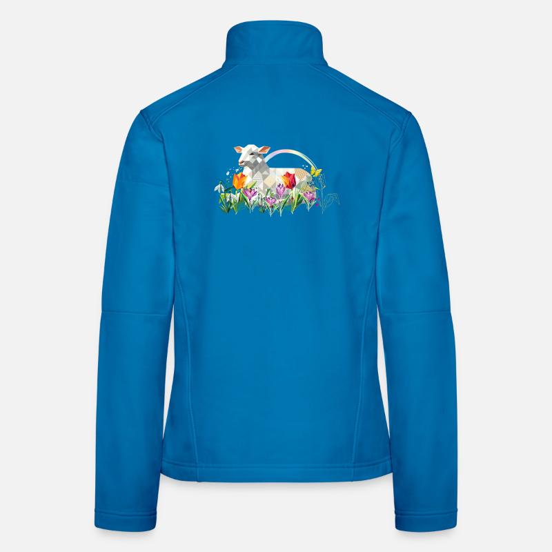 Spring lamb with flowers and butterflies Women's Softshell Jacket