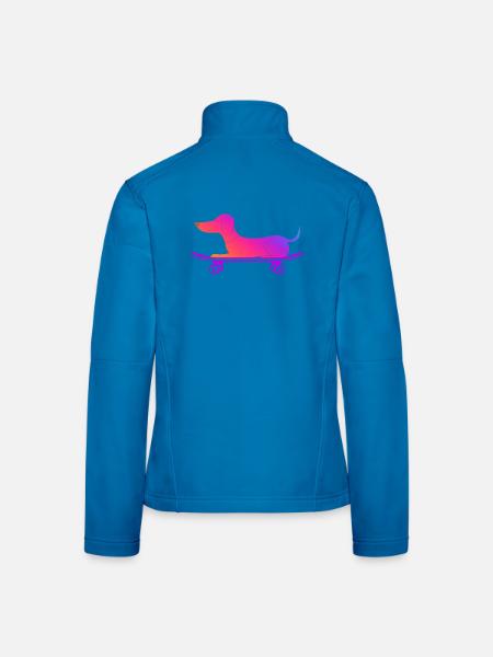 Dackel mit Skateboard - Frauen Softshelljacke - Lichtblau - Hinten