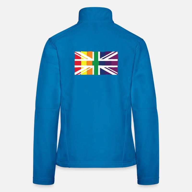 Union Jack Pride arc-en-ciel - Drapeau britannique design LGBTQ+ Veste en tissu softshell Femme