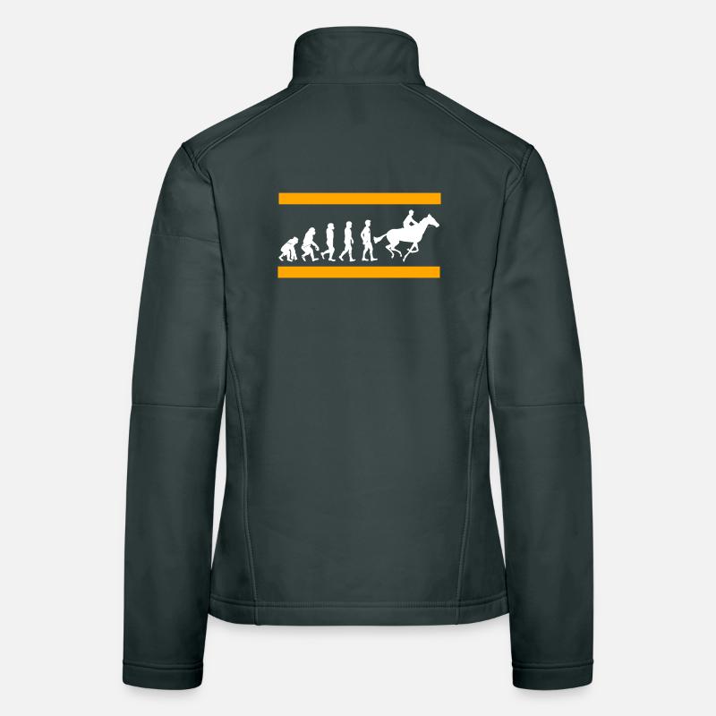 Human Evolution Ends in Horse Racing Glory Frauen Softshelljacke