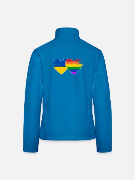 Ukraine Regenbogen Flagge Herz used - Frauen Softshelljacke - Lichtblau - Hinten