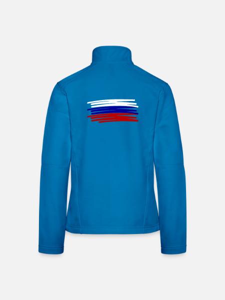 Russland Flagge Fahne Strichzeichnung gemalt - Frauen Softshelljacke - Lichtblau - Hinten