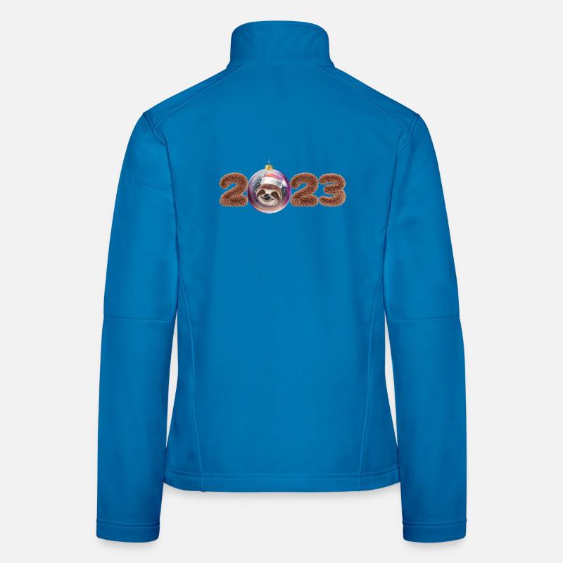 2023 Christmas ball cute sloth - Women's Softshell Jacket - light blue