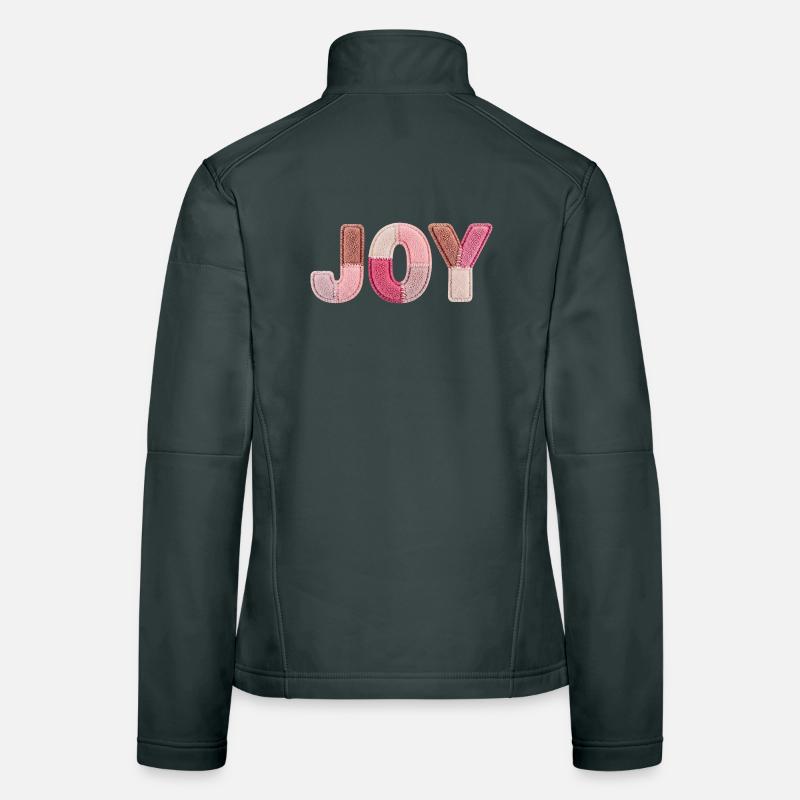 Joy Patchwork Pink Fabric Lettering Handmade Women's Softshell Jacket