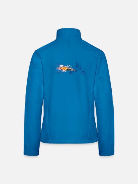 Funny Stickman Rocket Bike – Turbojet-Motor - Frauen Softshelljacke - Lichtblau - Hinten